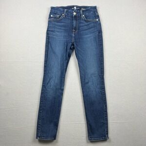 7 For All Mankind Womens 26 Blue Kimmie Crop Jeans Dark Wash Stretch Slim Ankle